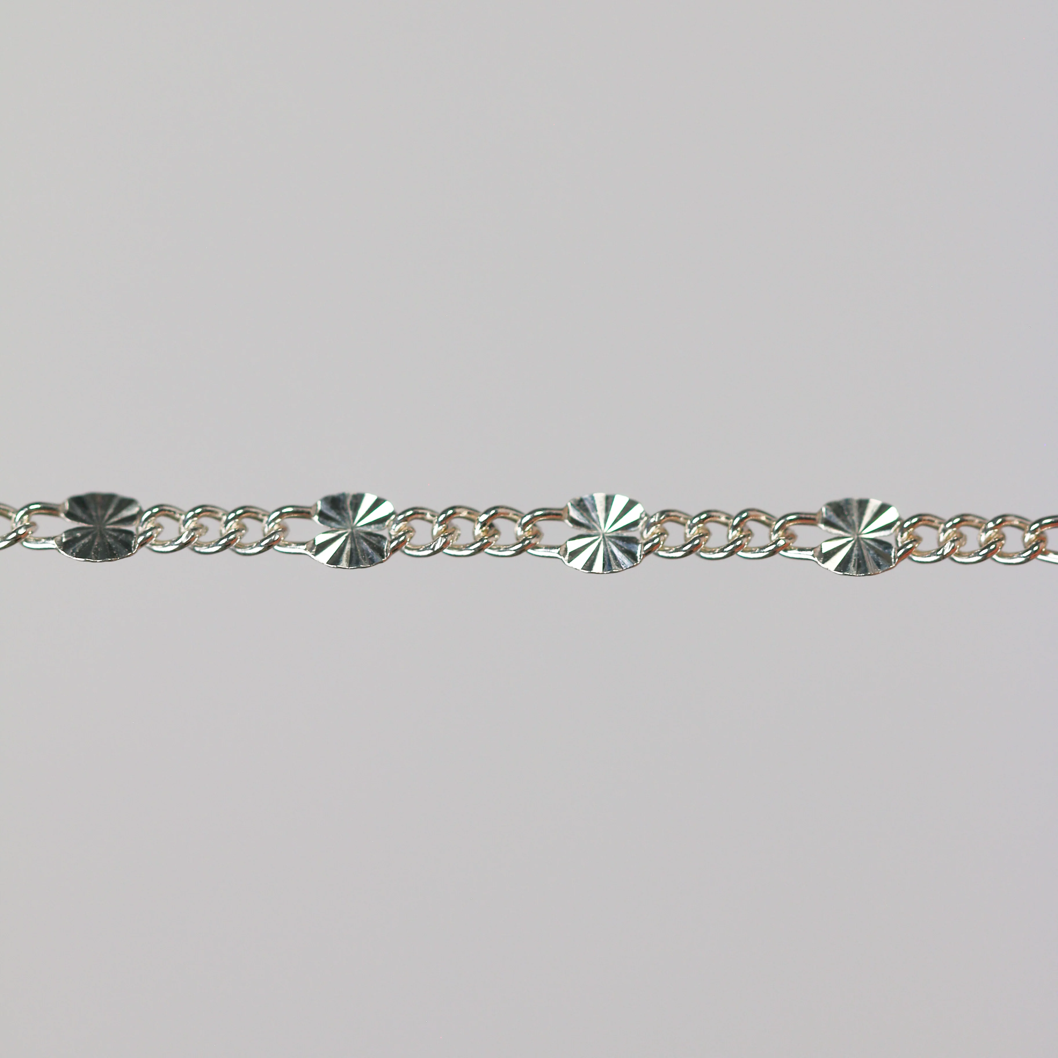 Angelica Permanent Jewelry Chain, Figaro Design, Starburst Links, Available in Gold Filled and Silver - Image 5