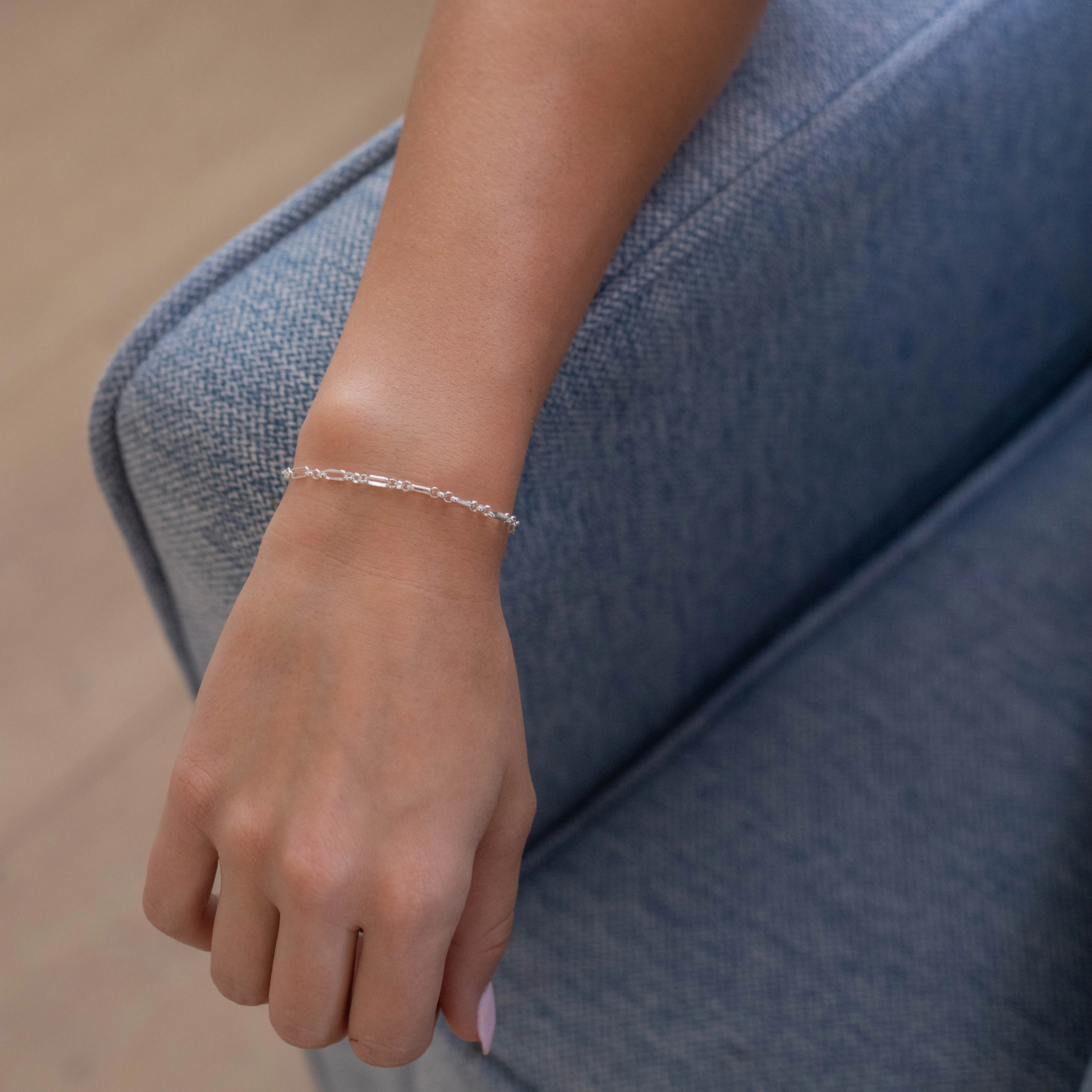 Beatrice Permanent Jewelry Chain, Rolo Design, Long and Short Links, Available in Sterling Silver - Image 2