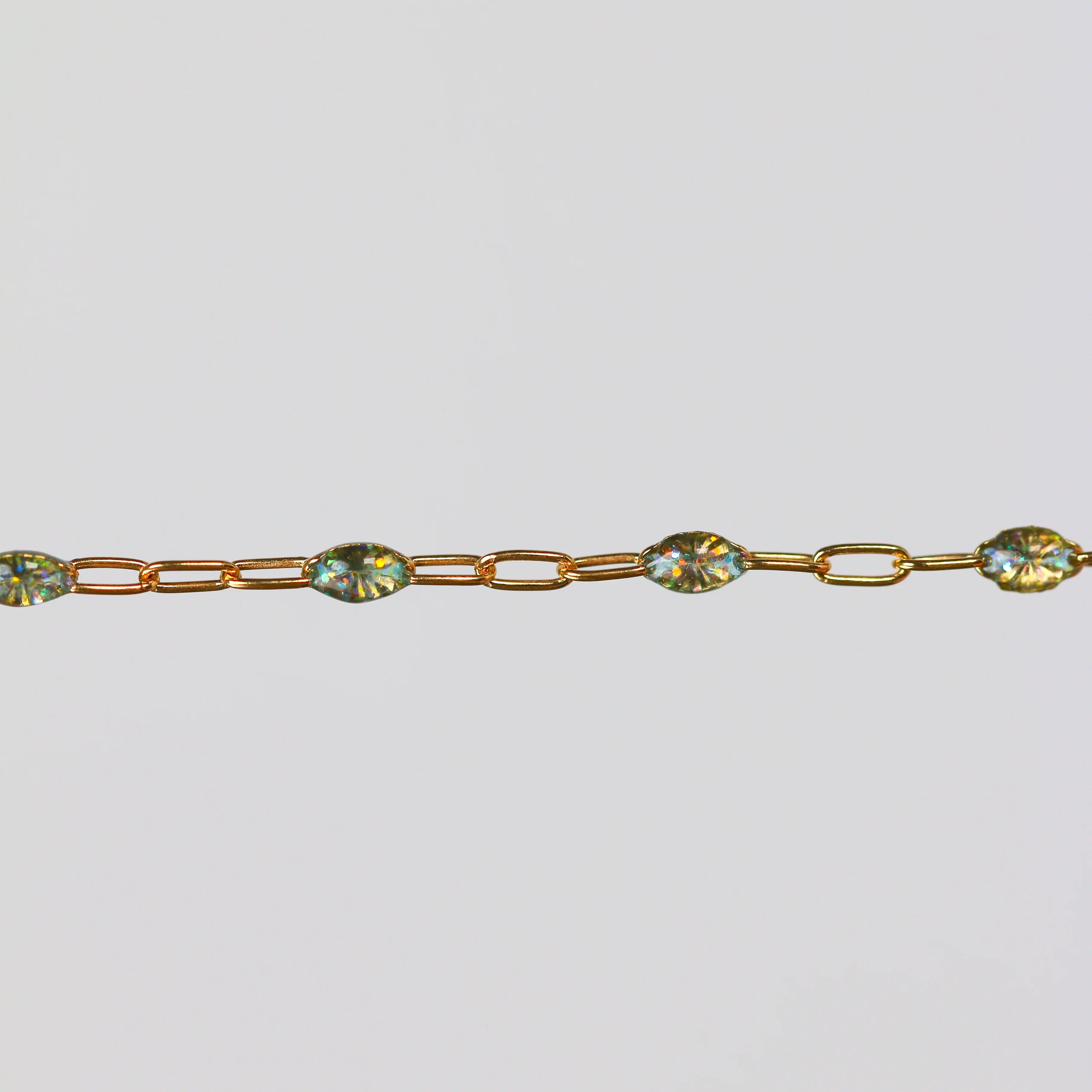 Benedetta Permanent Jewelry Chain, Opal Enamel Design, Cable Links, Available in Gold Filled and Sterling Silver - Image 4