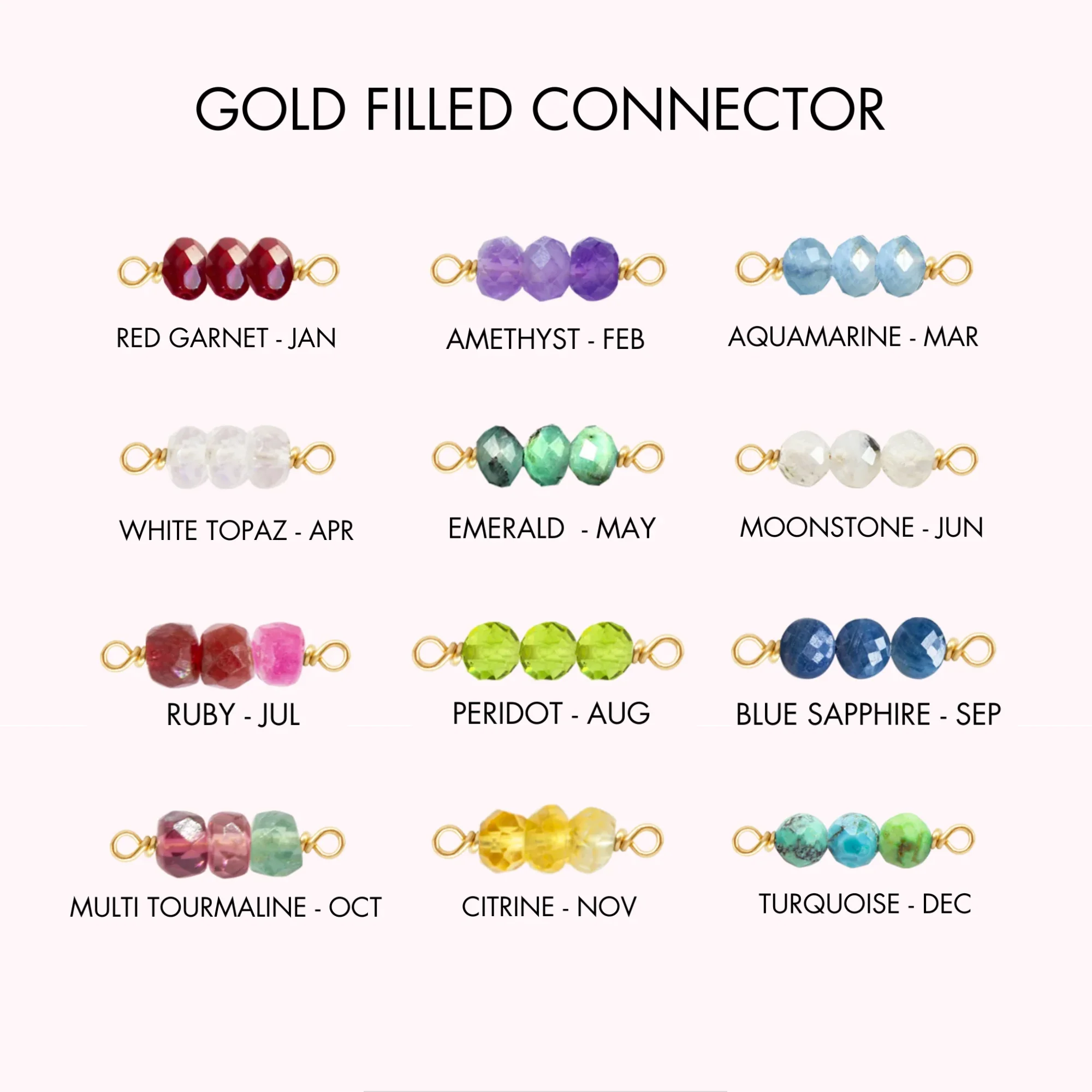 Birthstone Rock Candy Connectors | 14mm | 14K Gold Filled Yellow - Image 2