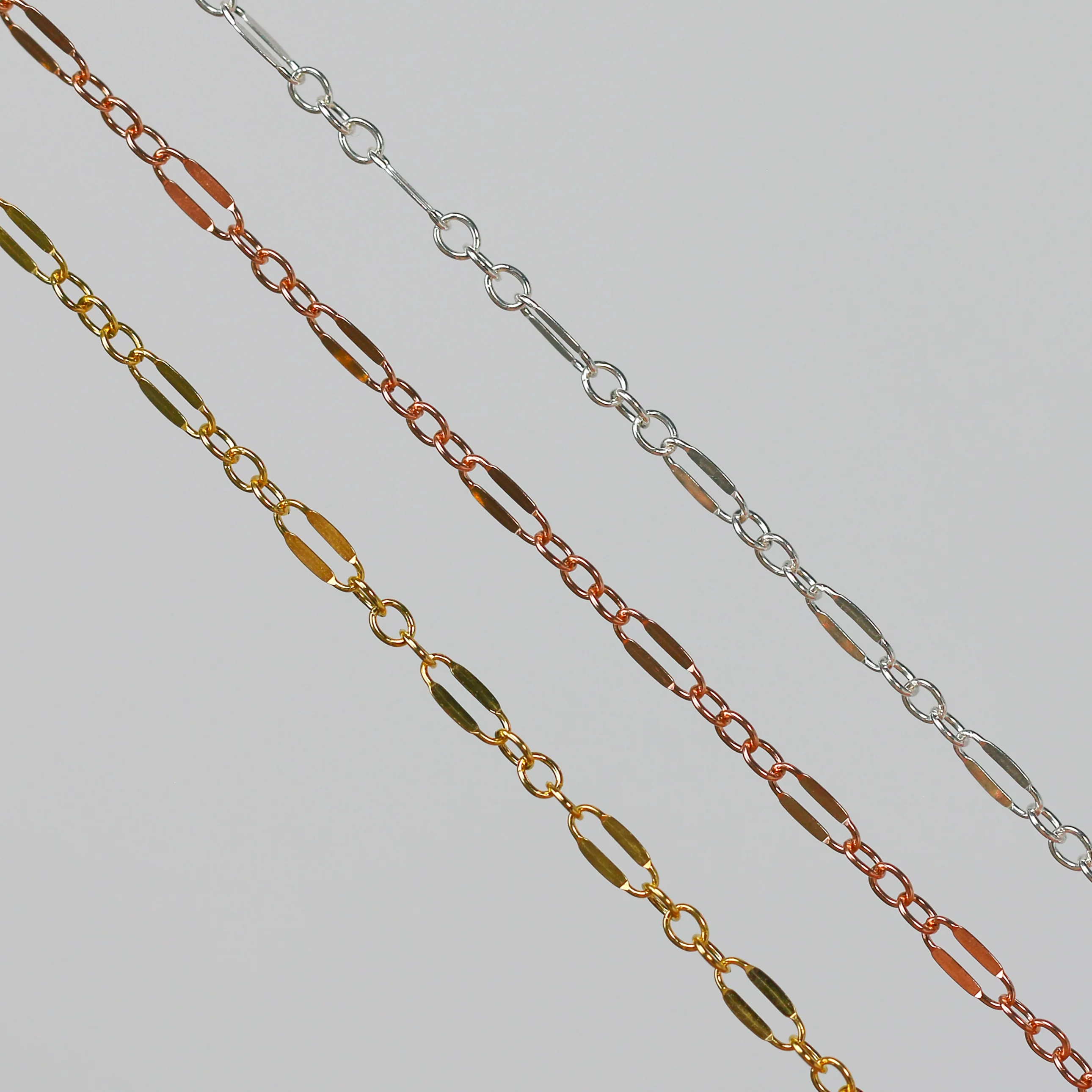 Bryce Permanent Jewelry Chain, Dapped Oval Design, Small Round Links, Available in Gold Filled and Silver