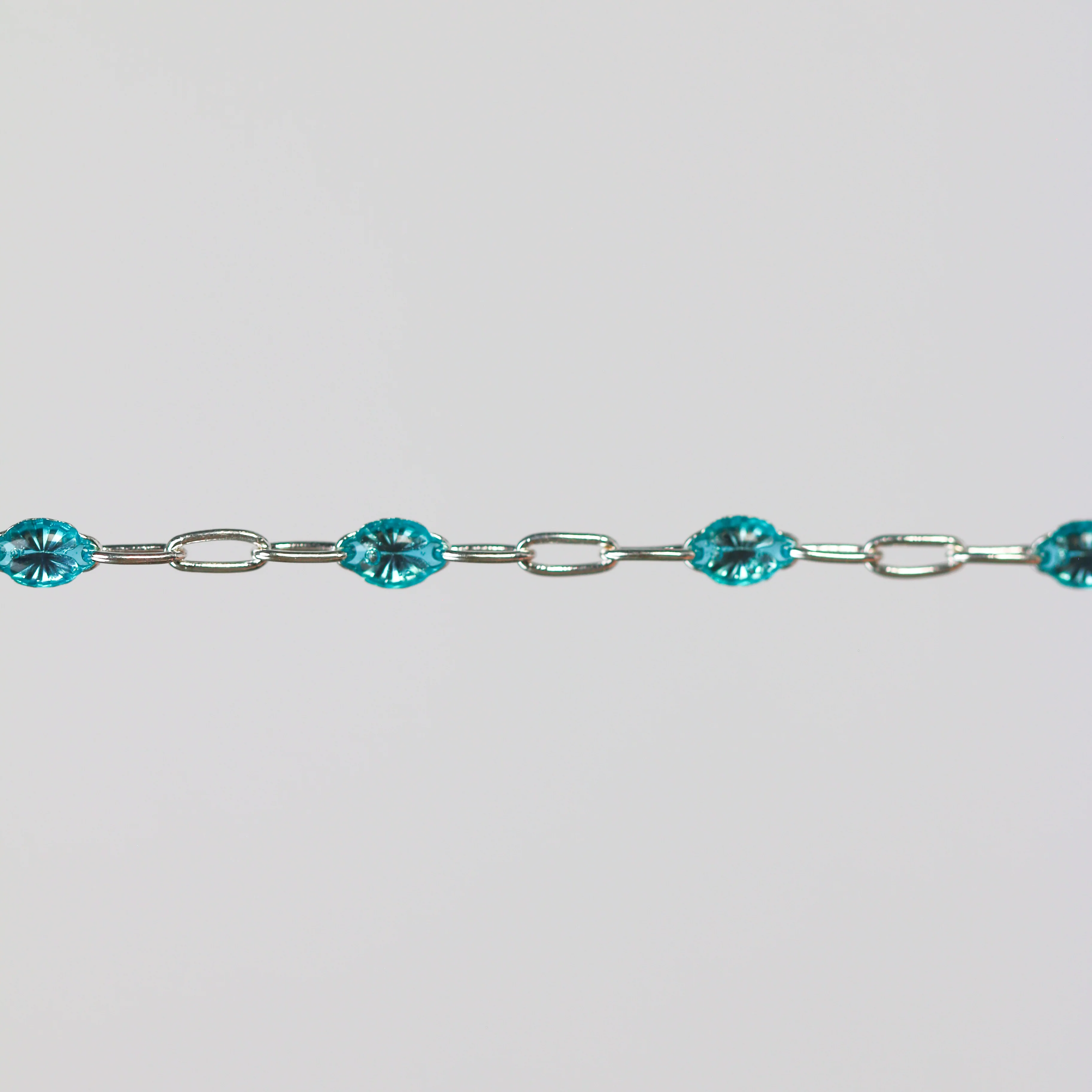 Caterina Permanent Jewelry Chain, Aquamarine Enamel Design, Cable Links, Available in Gold Filled and Sterling Silver - Image 4