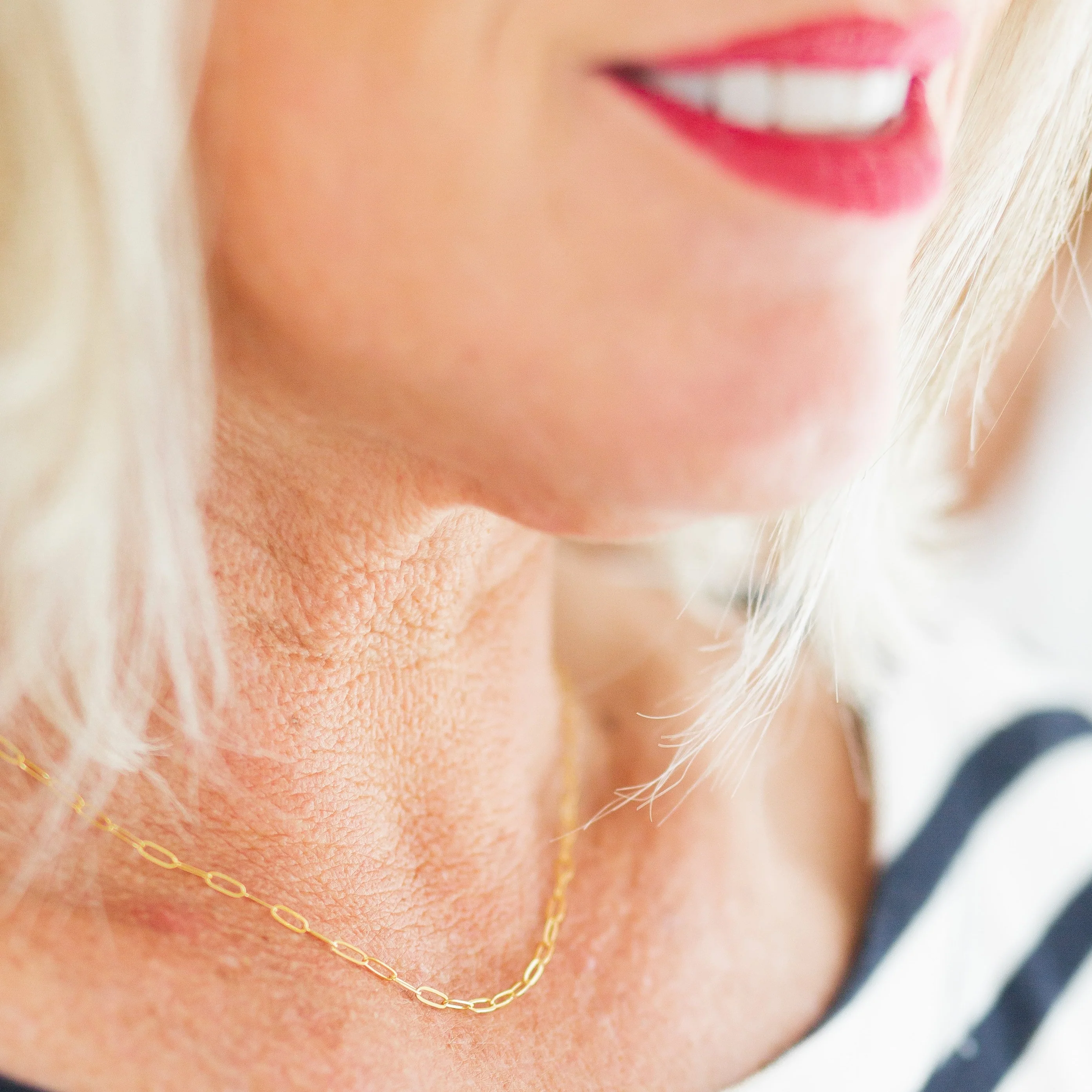 Chloe Permanent Jewelry Chain, Oval Cable Design, Flat Oval Links, Available in Gold Options and Silver - Image 2