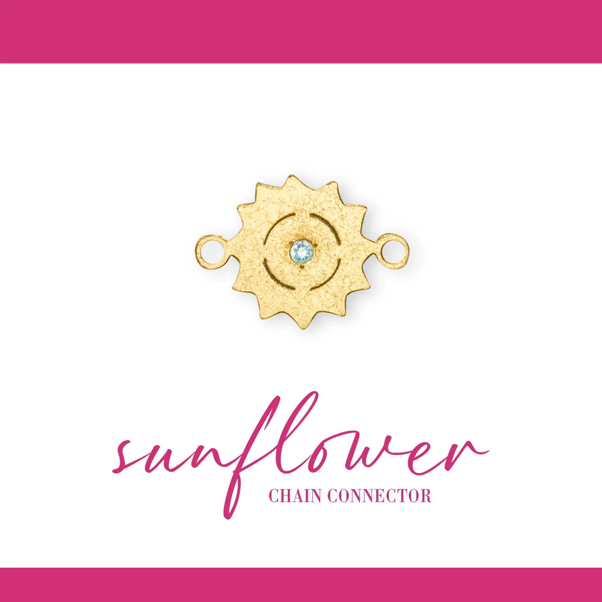 Sunflower Connector | 14K Gold Filled Yellow | 8mm | White Gemstone | 4pk - Image 2