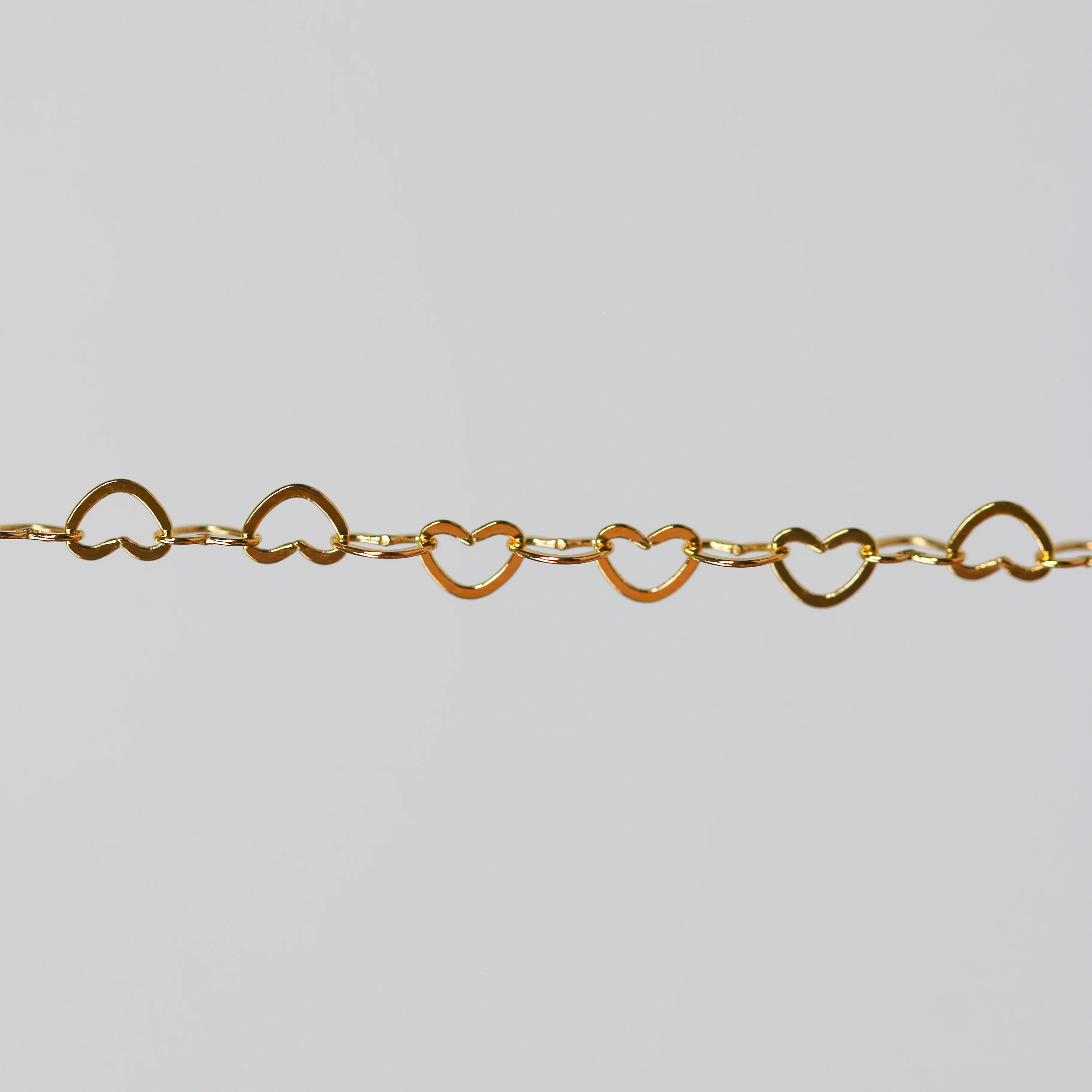 Ella Permanent Jewelry Chain, Flat Heart Design, Flat Heart Links, Available in Gold and Silver Options - Image 3