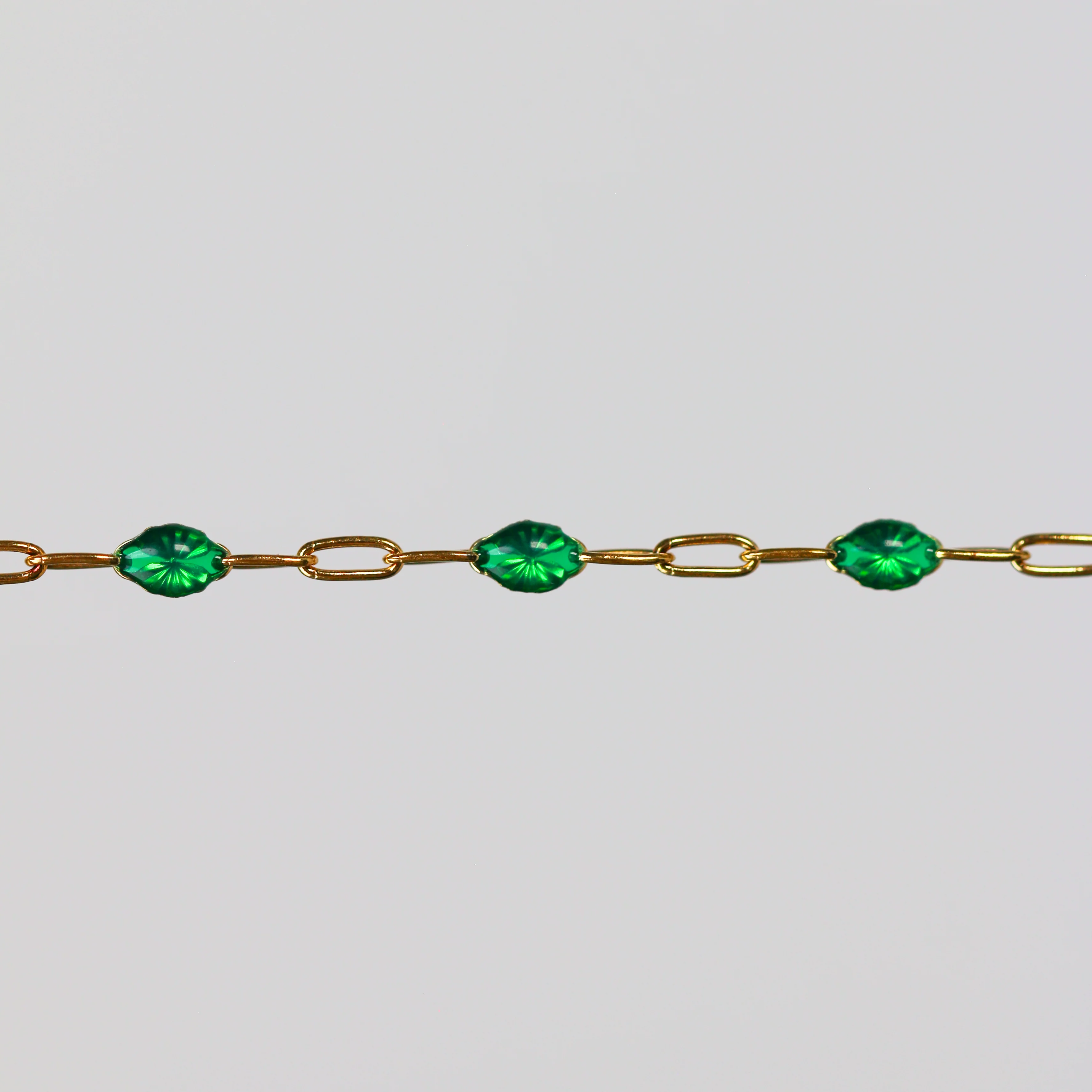 Esmerelda Permanent Jewelry Chain, Emerald Green Enamel Design, Cable Links, Available in Gold Filled and Sterling Silver - Image 3