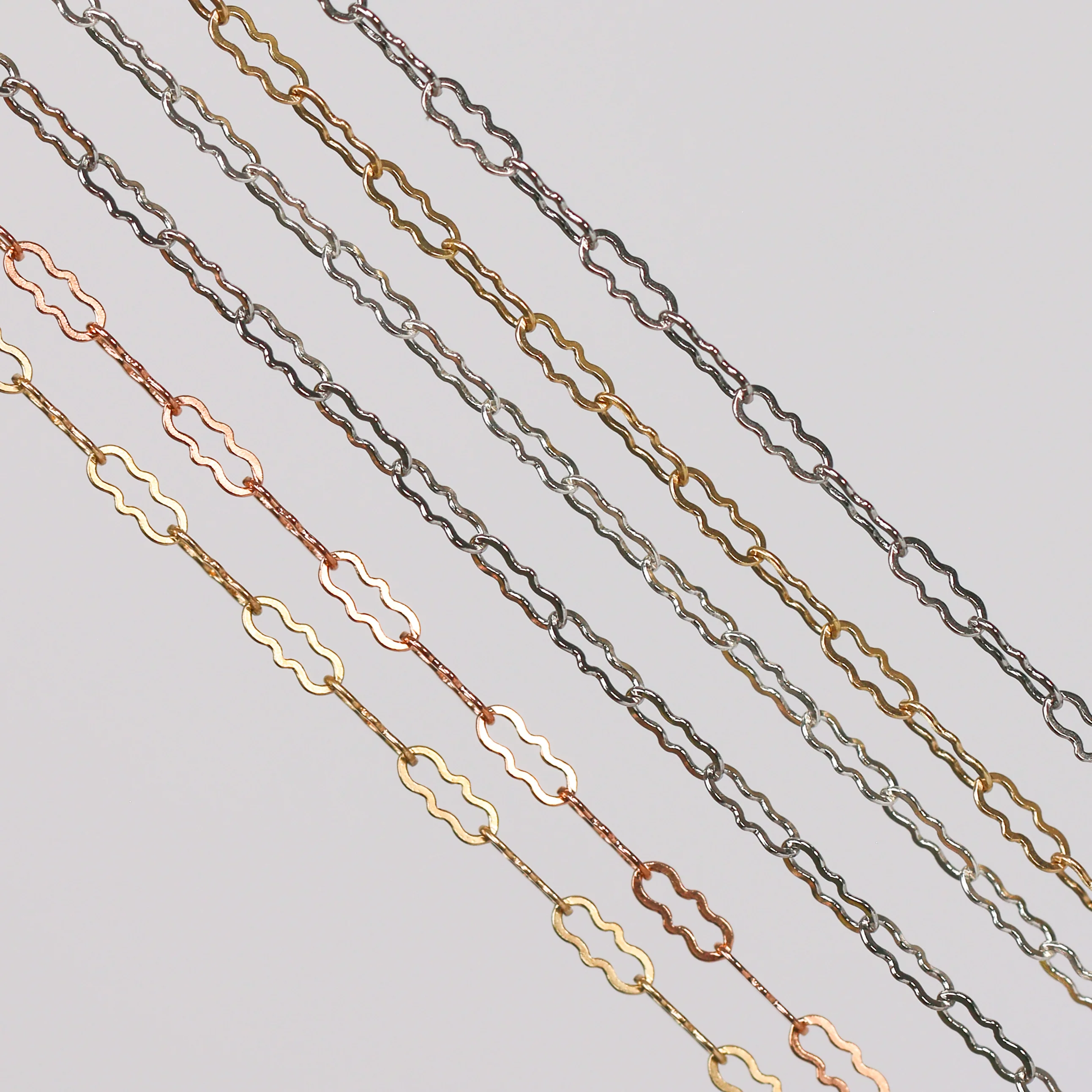 Hannah Permanent Jewelry Chain, Crinkled Paperclip Design and Links, Available in Gold Options and Silver