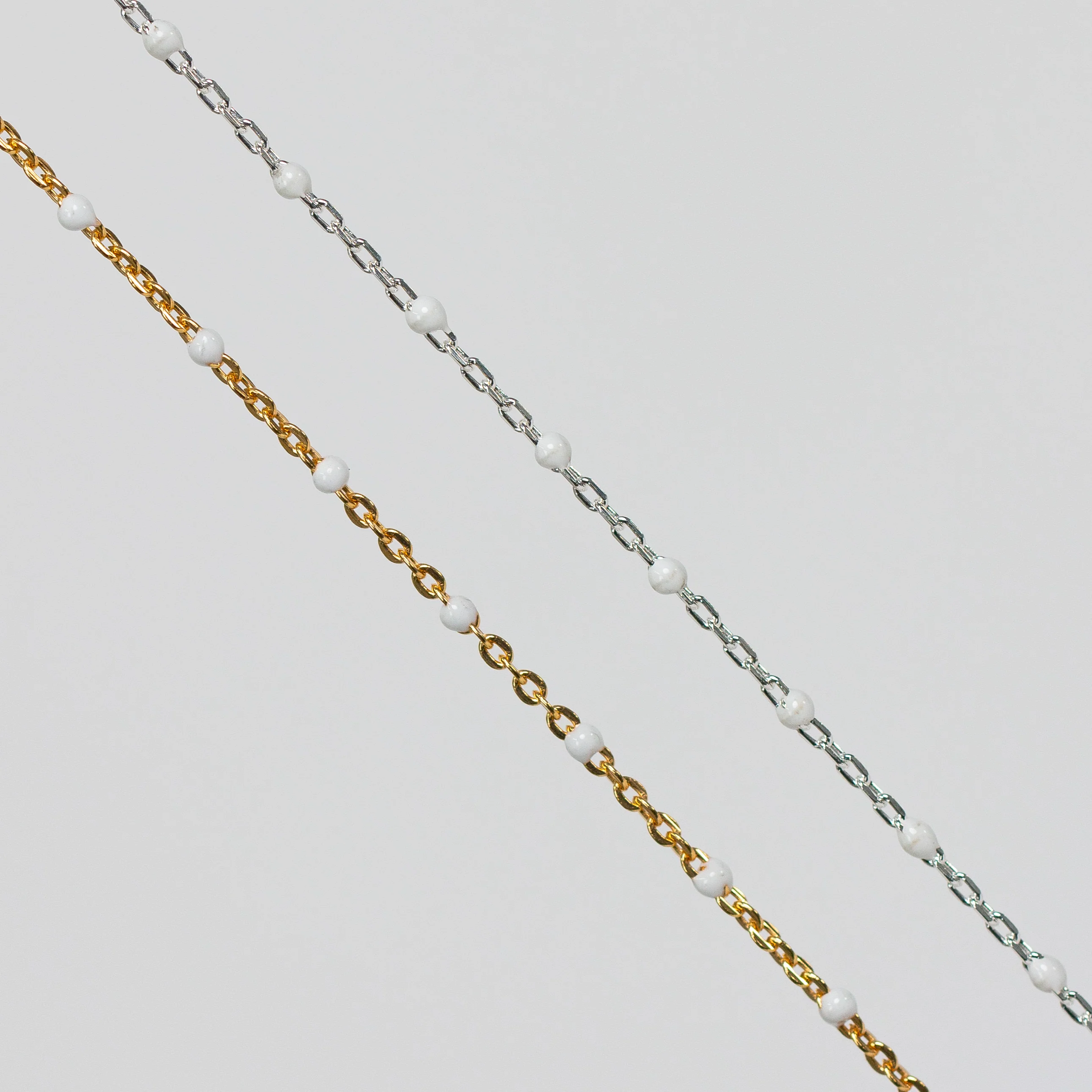 Hazel Permanent Jewelry Chain, DC Cable with Enamel Beads, Available in Sterling Silver and Yellow Gold-Filled