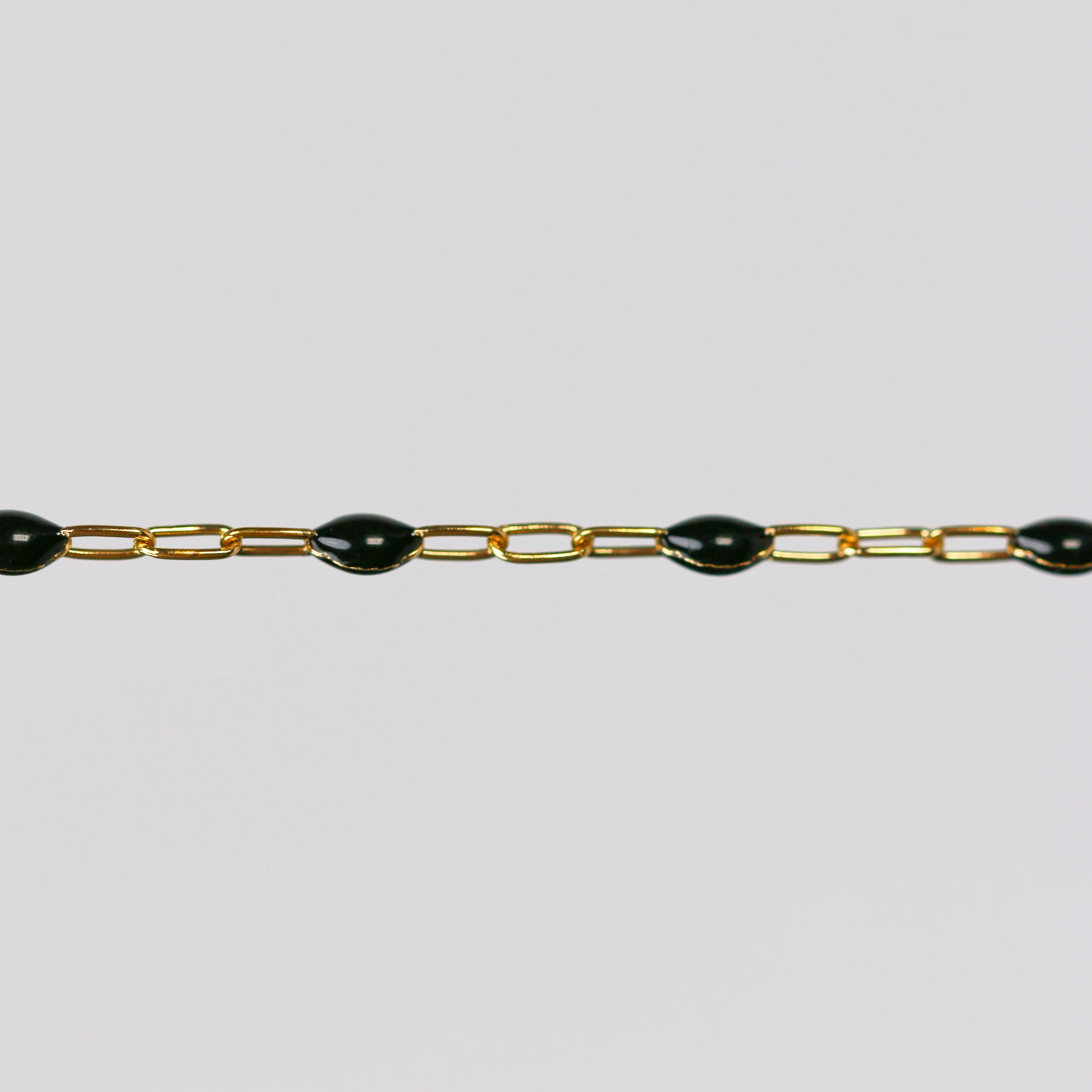 Ilaria Permanent Jewelry Chain, Black Enamel Design, Cable Links, Available in Gold Filled and Sterling Silver - Image 3