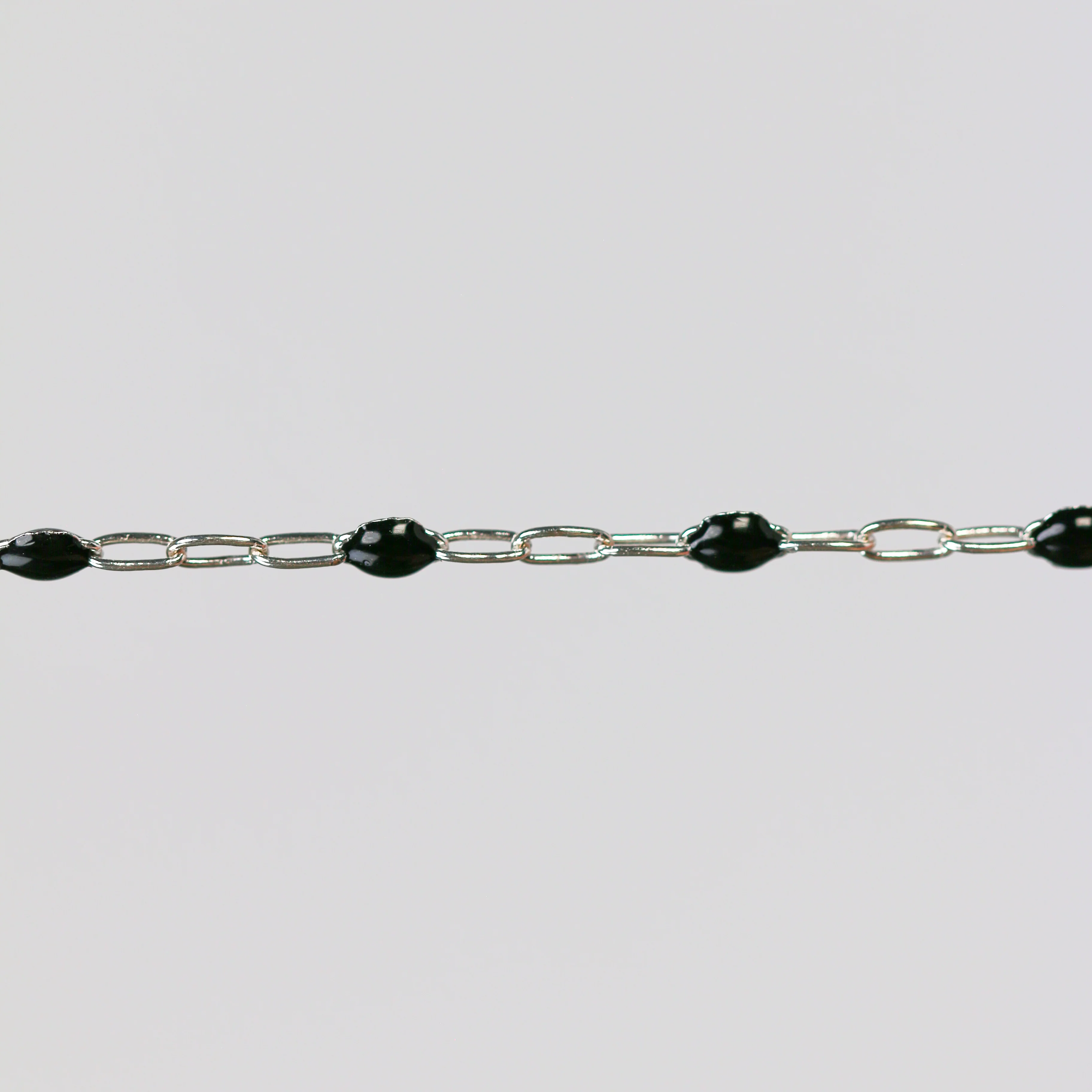 Ilaria Permanent Jewelry Chain, Black Enamel Design, Cable Links, Available in Gold Filled and Sterling Silver - Image 4