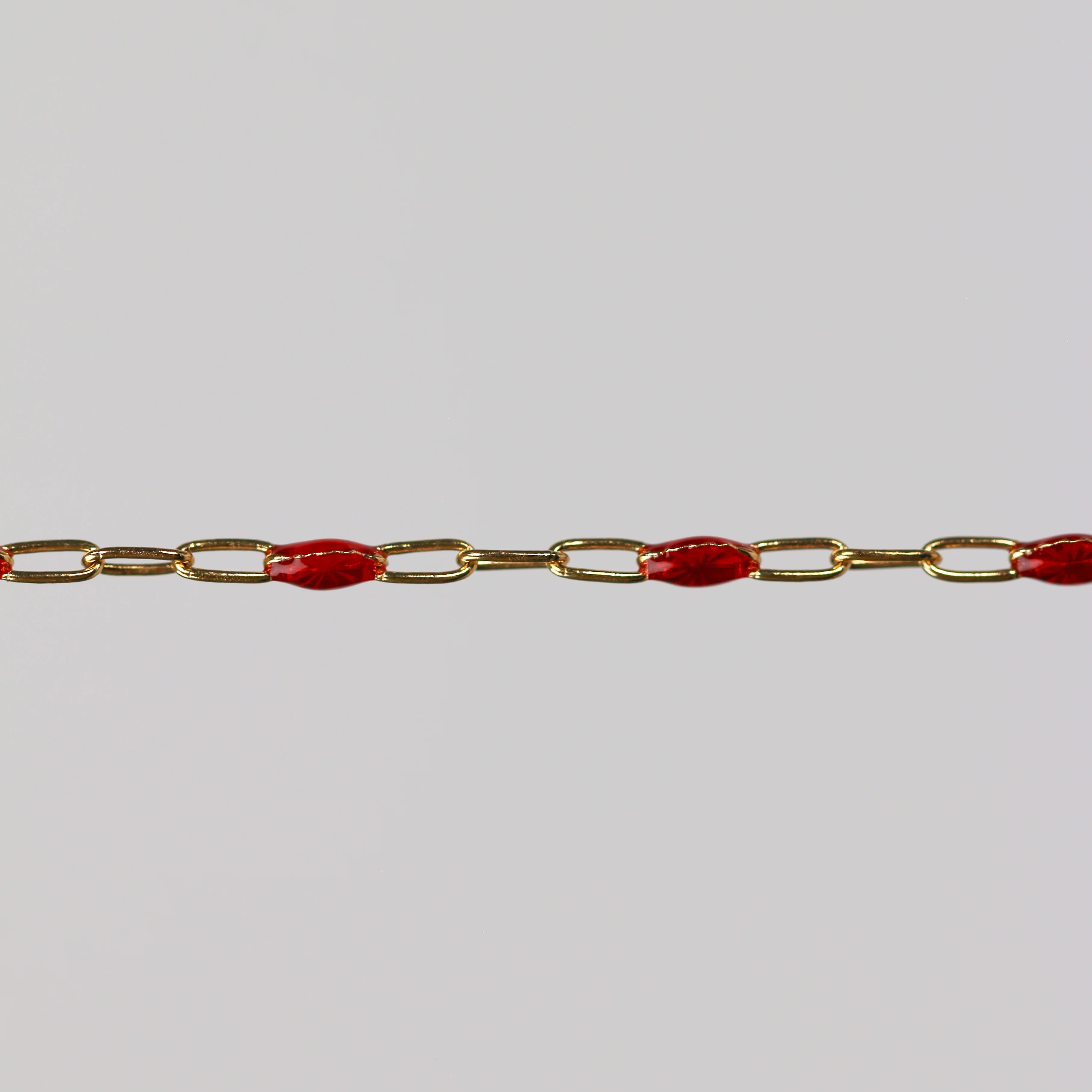 Irena Permanent Jewelry Chain, Red Enamel Design, Cable Links, Available in Gold Filled and Sterling Silver - Image 3
