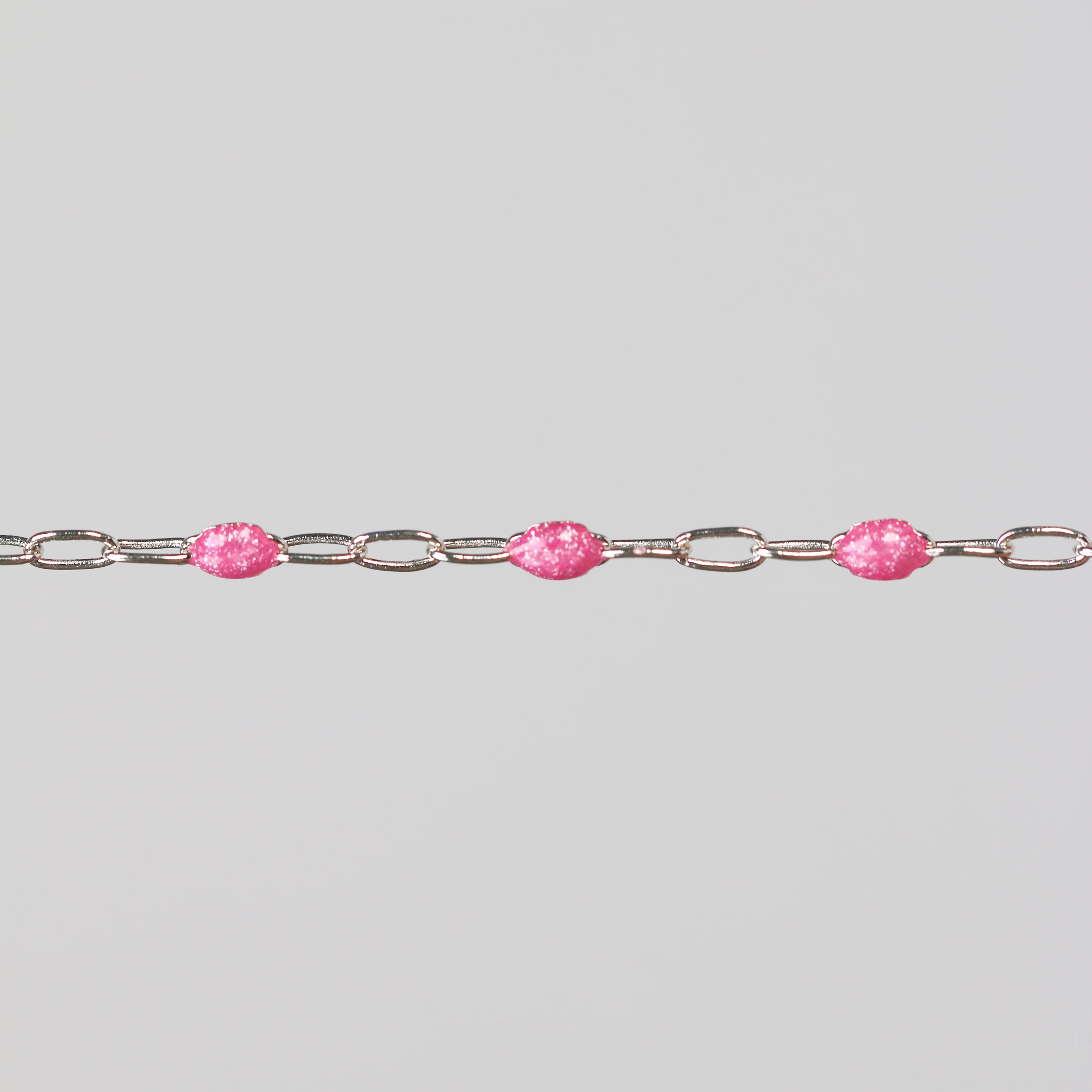 Lavinia Permanent Jewelry Chain, Pink Enamel Design, Cable Links, Available in Gold Filled and Sterling Silver - Image 4