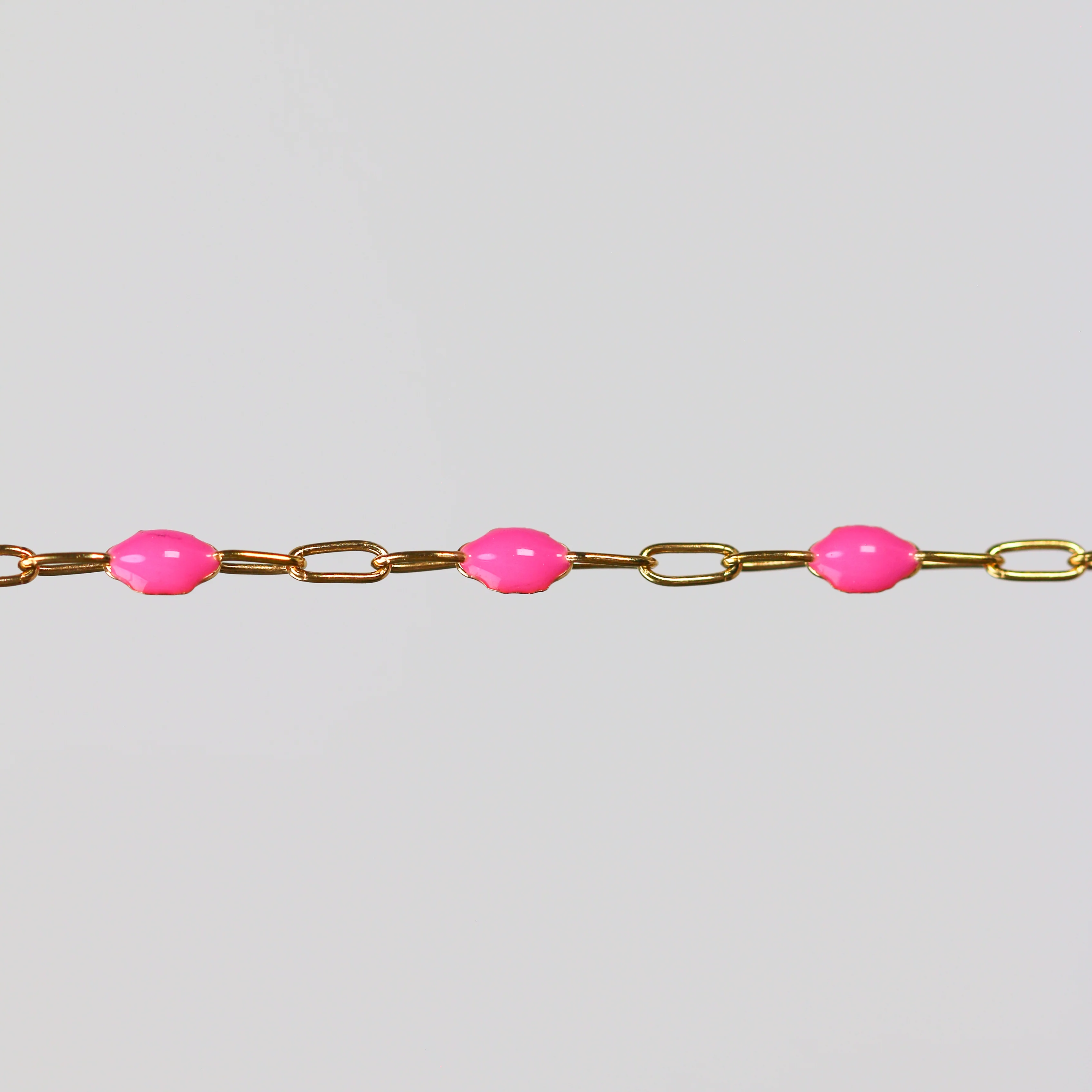 Leonora Permanent Jewelry Chain, Rose Enamel Design, Cable Links, Available in Gold Filled and Sterling Silver - Image 3