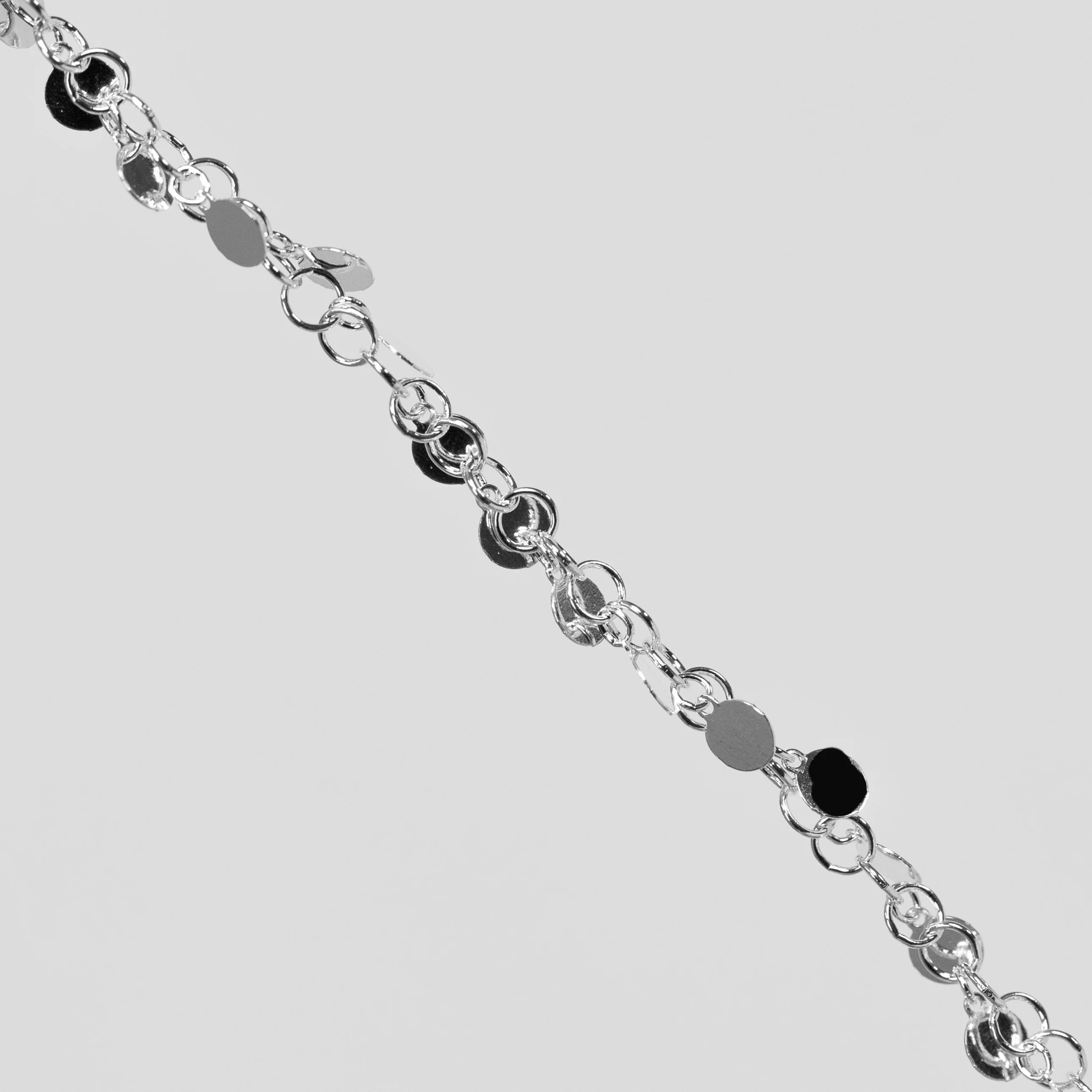 Melody Permanent Jewelry Chain, Round Rolo Links with 4mm Hanging Discs, Available in Sterling Silver - Image 3