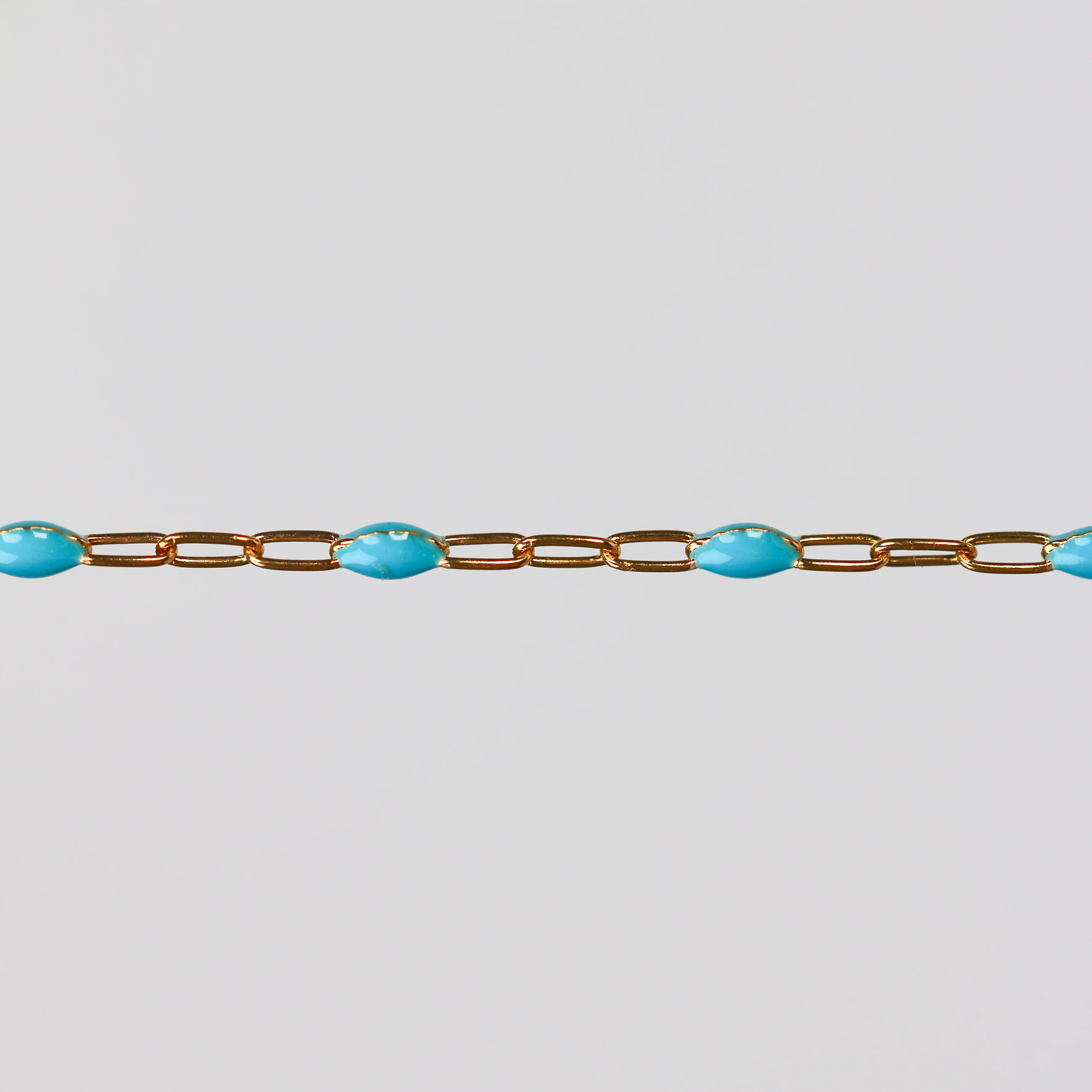Nadia Permanent Jewelry Chain, Turquoise Enamel Design, Cable Links, Available in Gold Filled and Sterling Silver - Image 3