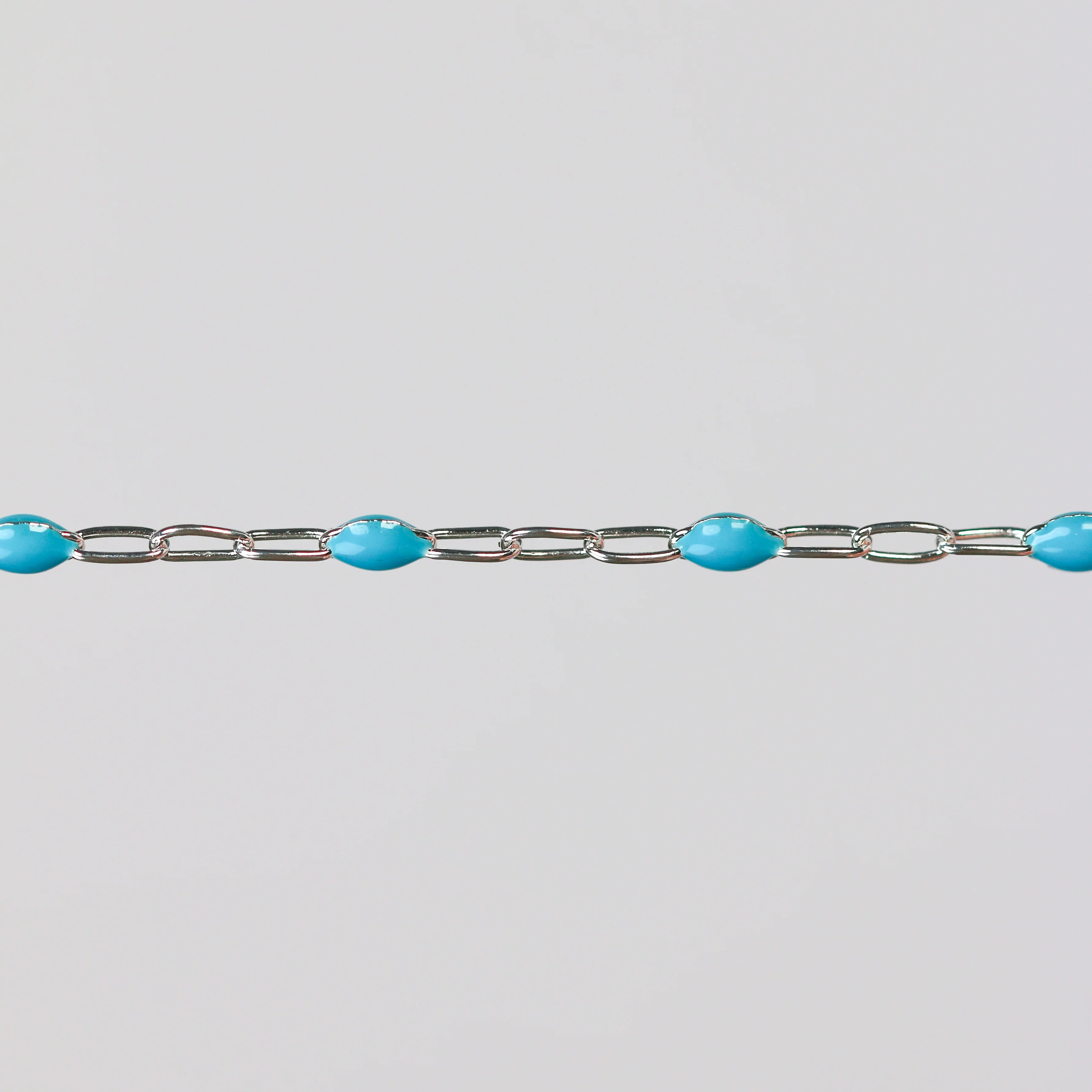 Nadia Permanent Jewelry Chain, Turquoise Enamel Design, Cable Links, Available in Gold Filled and Sterling Silver - Image 4