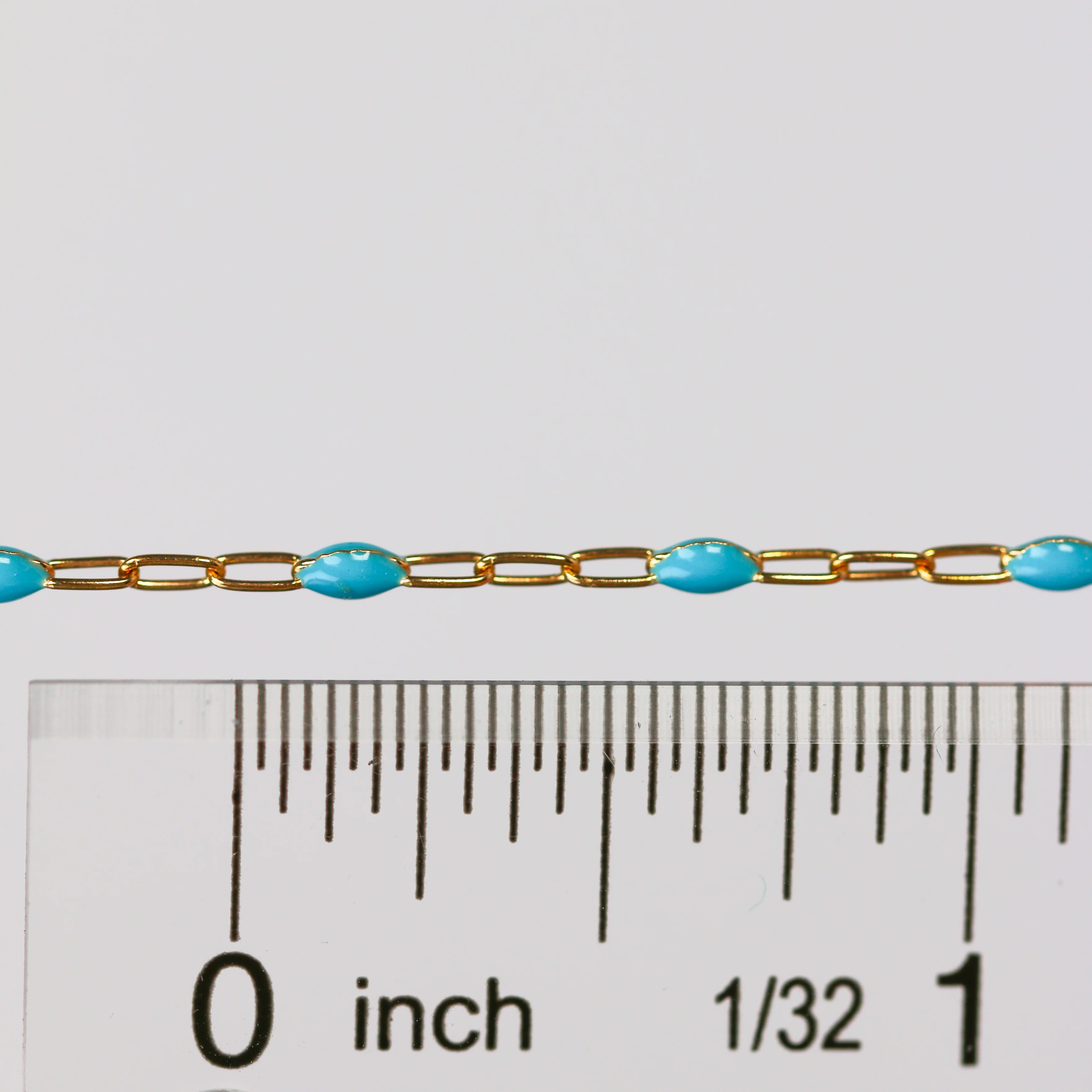 Nadia Permanent Jewelry Chain, Turquoise Enamel Design, Cable Links, Available in Gold Filled and Sterling Silver - Image 5