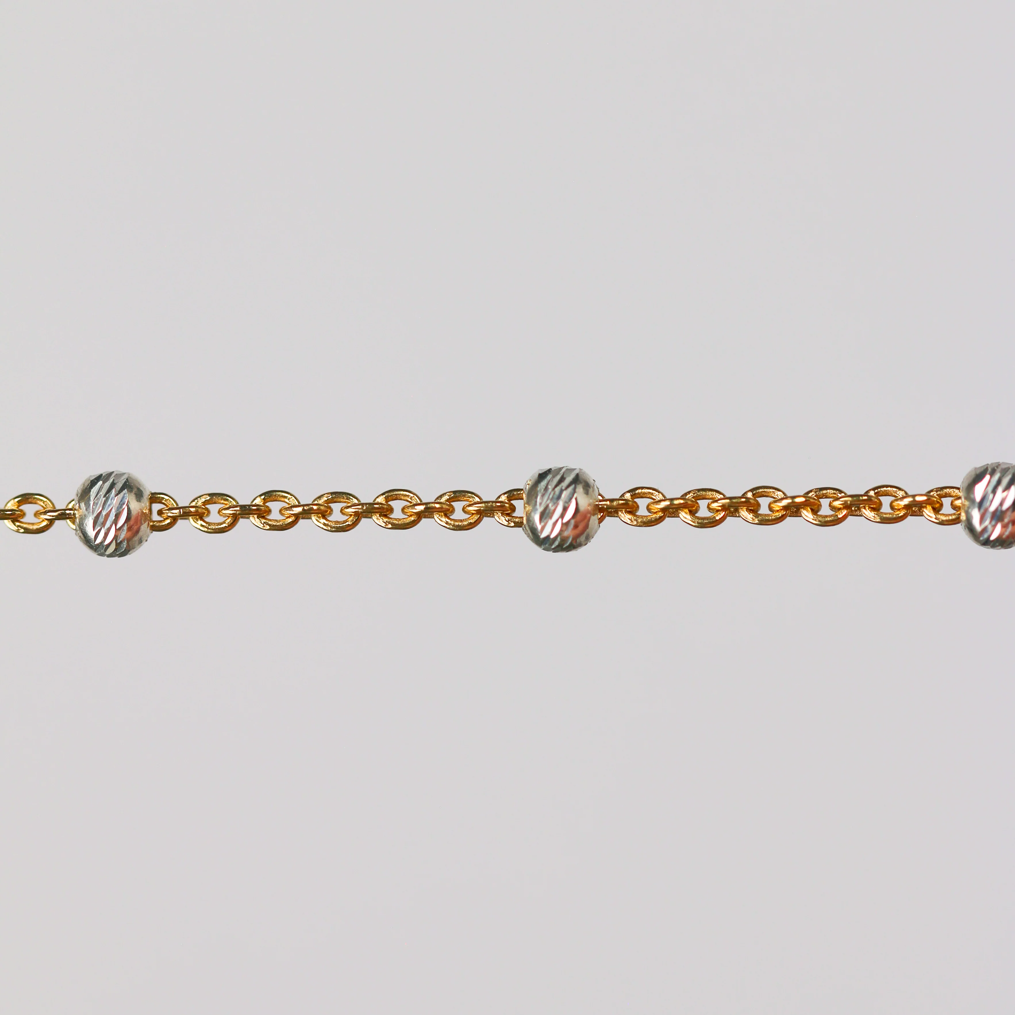 Teresa Permanent Jewelry Chain, Silver Bead Design, Cable Links, Available in Gold Filled with Sterling Silver Beads - Image 4
